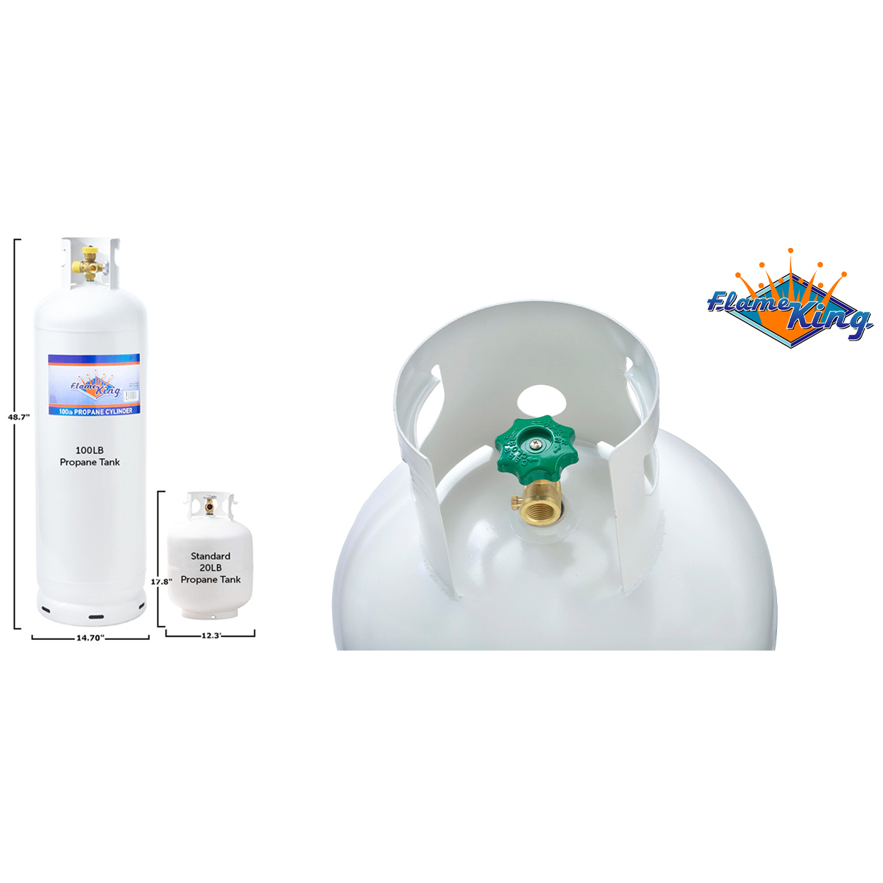 Flame King 100LB Empty Steel Propane Tank Cylinder with POL Valve and Collar, White