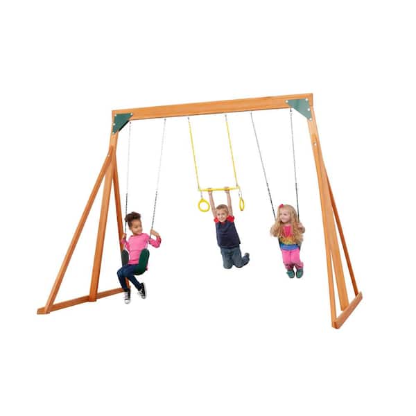 Creative Cedar Designs 3800 Trailside Complete Wood Swing Set with Multi-Color Playset Accessories - 1